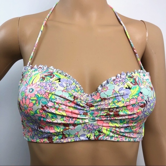 Victoria’s Secret Floral Ruched Tie Up Bikini Top - Picture 1 of 8